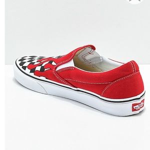 checkered red flame vans